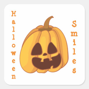 Sticker Carré Sourires d'Halloween Jack-o-Lantern