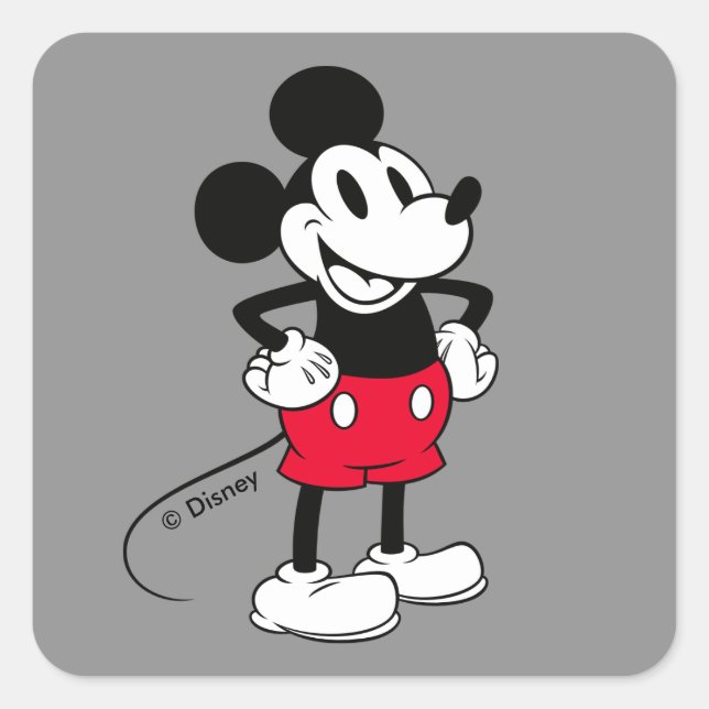 Sticker Carré Souris classique Mickey | Une Véritable Origine (Devant)