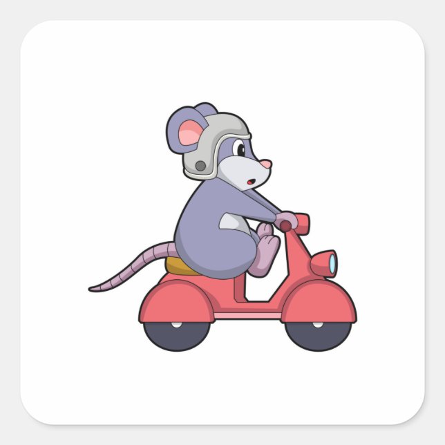 Sticker Carré Souris comme Biker avec Scooter.PNG (Devant)