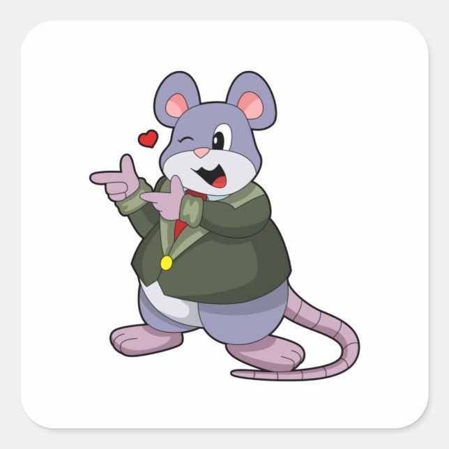 Sticker Carré Souris comme chambre avec costume (Devant)