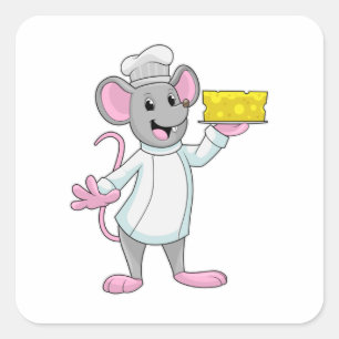 Sticker Carré Souris comme cuire avec du fromage