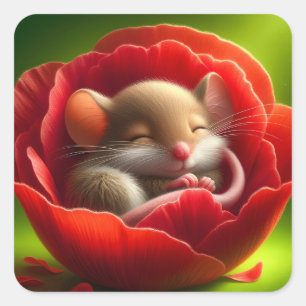 Sticker Carré Souris couchée