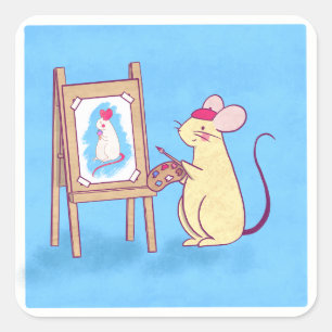Sticker Carré Souris de peinture de pièce maîtresse