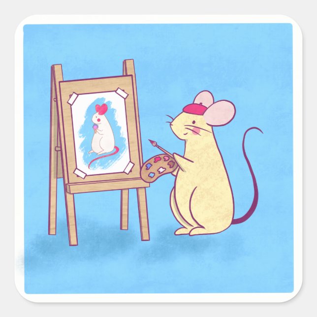 Sticker Carré Souris de peinture de pièce maîtresse (Devant)