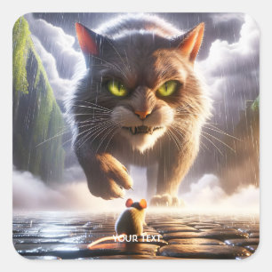 Sticker Carré Souris Et Chat Imaginaire