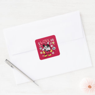 Sticker Carré Souris Mickey et Minnie   Je nous aime