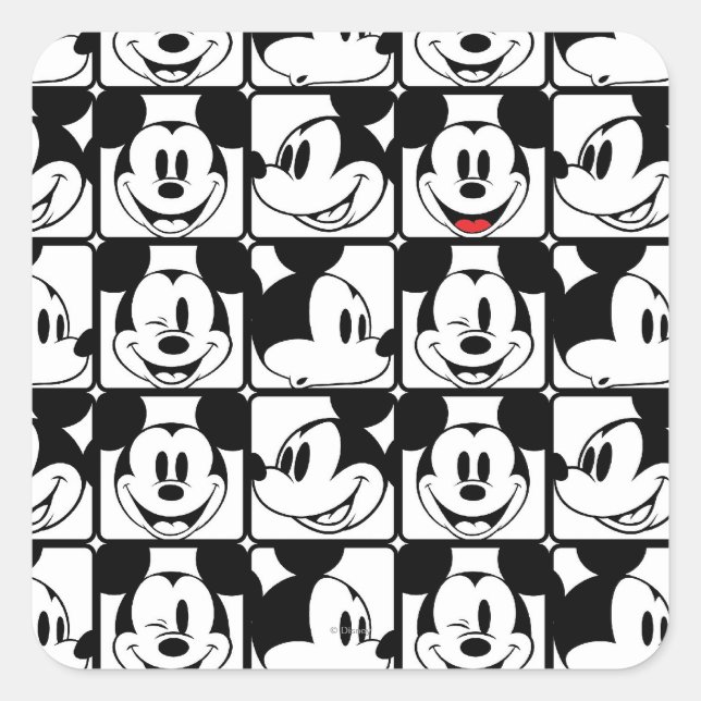 Sticker Carré Souris Mickey| Motif de grille (Devant)