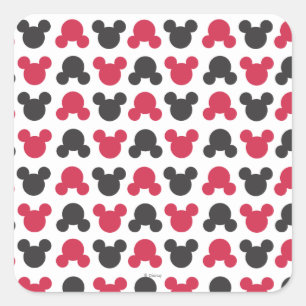 Sticker Carré Souris Mickey Motif Noir et Rouge