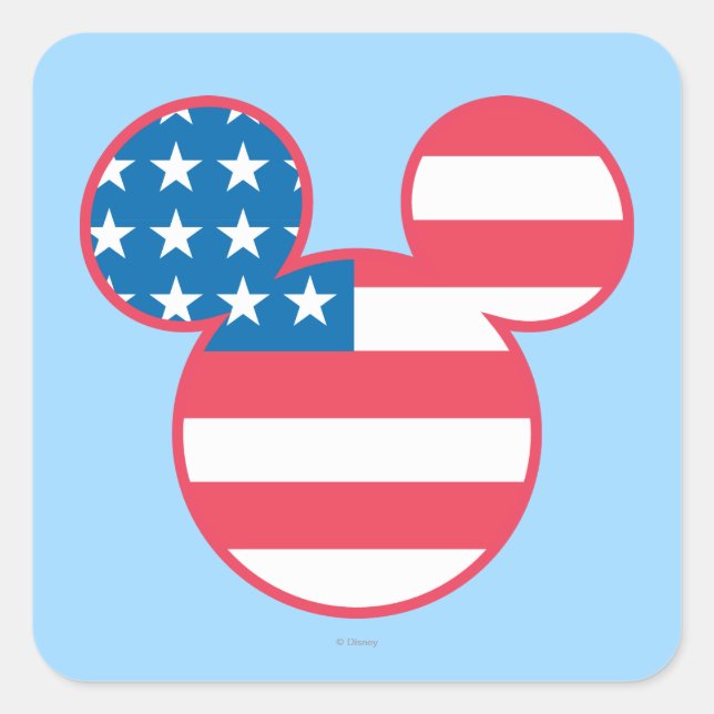 Sticker Carré Souris Mickey Patriotique American Flag Icon (Devant)
