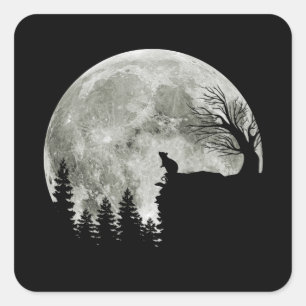 Sticker Carré Souris Priant Sur Montagne Éffrayant Lune D'Hallow