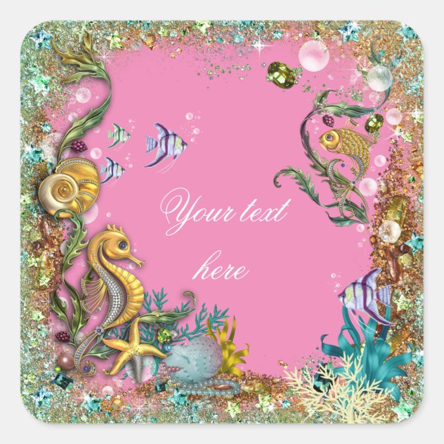 Sticker Carré Sous la mer (Devant)