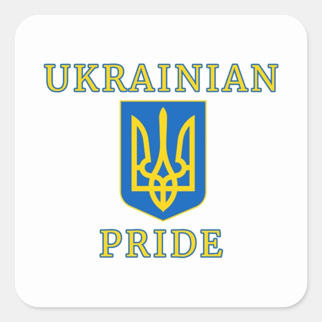Sticker Carré Soutenez la fierté ukrainienne avec le drapeau ukr (Devant)
