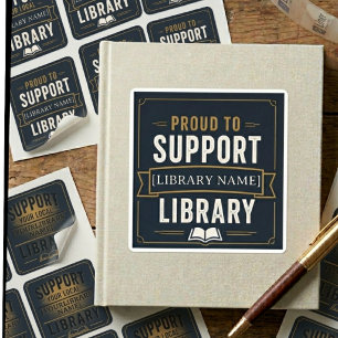 Sticker Carré Soutenez votre bibliothèque – Conception personnal