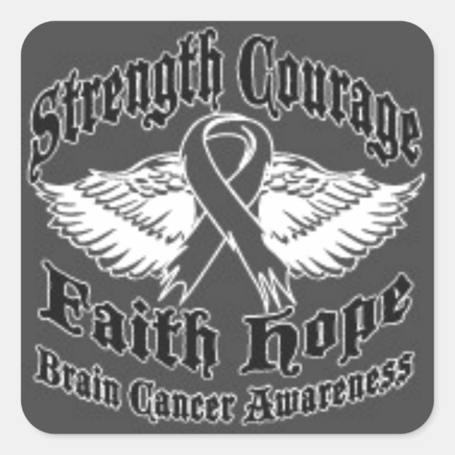 Sticker Carré Soutenir la sensibilisation au cancer du cerveau (Devant)