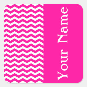 Sticker Carré South Beach Pink Wave Chevron avec nom