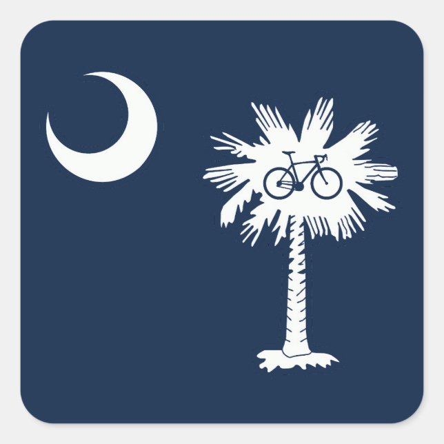 Sticker Carré South Carolina Flag Palm Tree Bike (Devant)