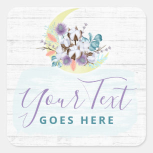 Sticker Carré Southern Floral Cotton Moon & Rustic Wood Country