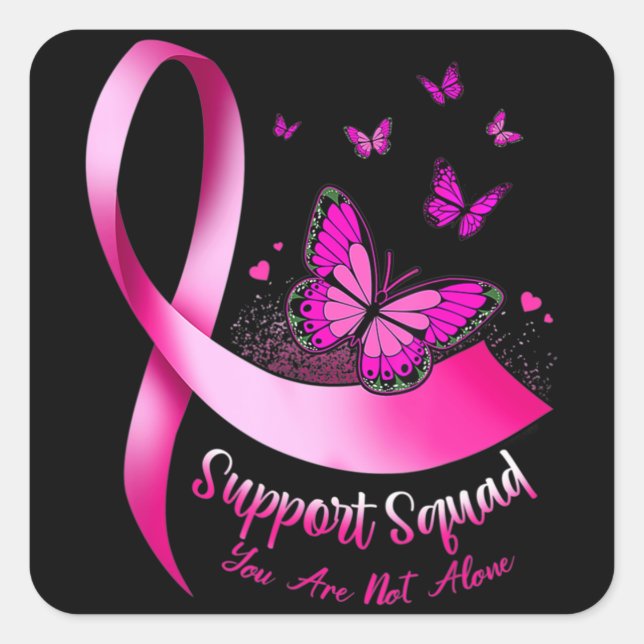 Sticker Carré Soutien aux papillons de femme Escadron Cancer du  (Devant)