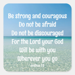 Sticker Carré Soyez Forte Inspiration Bible Verse Beach