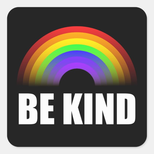 Sticker Carré Soyez gentil Rainbow White (Devant)