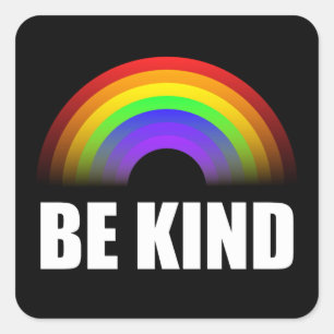 Sticker Carré Soyez un vrai Rainbow White