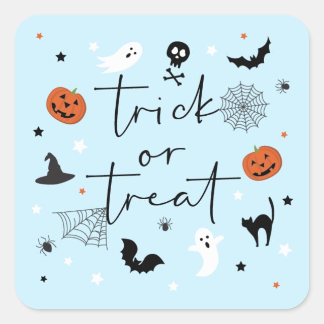 Sticker Carré Soyons éffrayants de la fête d'Halloween Blue (Devant)
