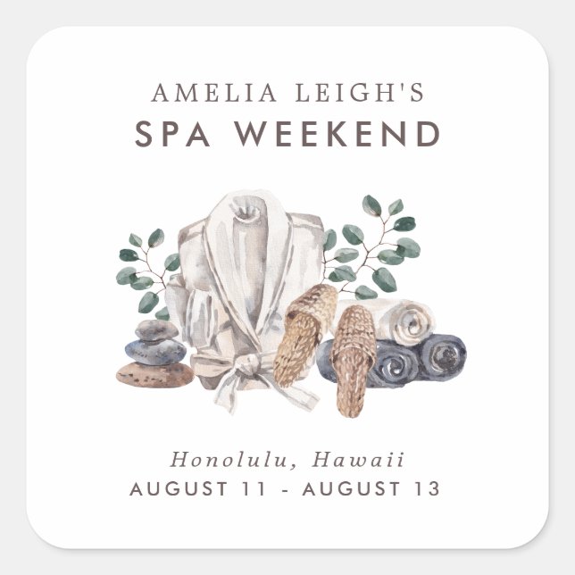 Sticker Carré Spa Bachelorette Weekend Invitation (Devant)