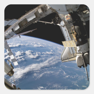 Sticker Carré Space Shuttle Atlantis et un vaisseau Soyuz