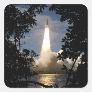 Sticker Carré Space Shuttle Atlantis se lève sur 9