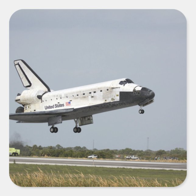 Sticker Carré Space Shuttle Discovery approche l'atterrissage 3 (Devant)