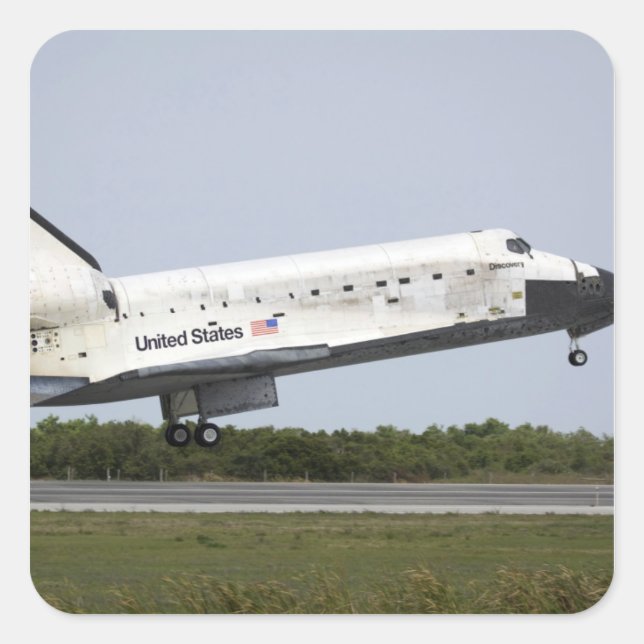 Sticker Carré Space Shuttle Discovery approche l'atterrissage 4 (Devant)