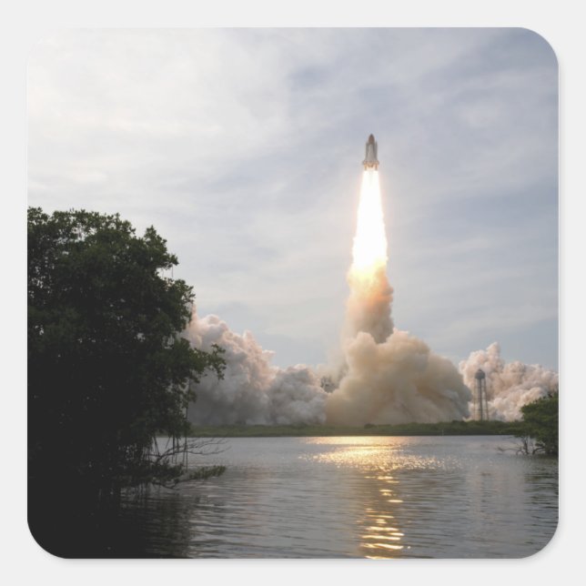 Sticker Carré Space Shuttle Endeavor se lève sur 4 (Devant)