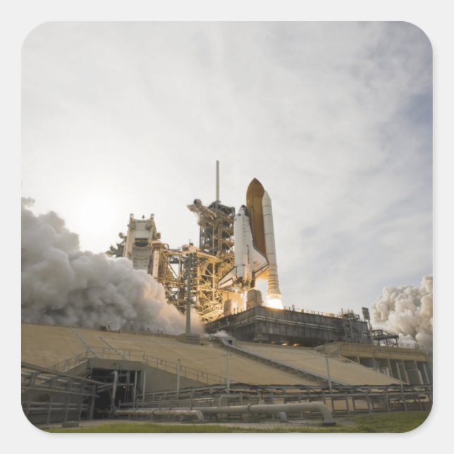 Sticker Carré Space Shuttle Endeavor se lève sur 5 (Devant)