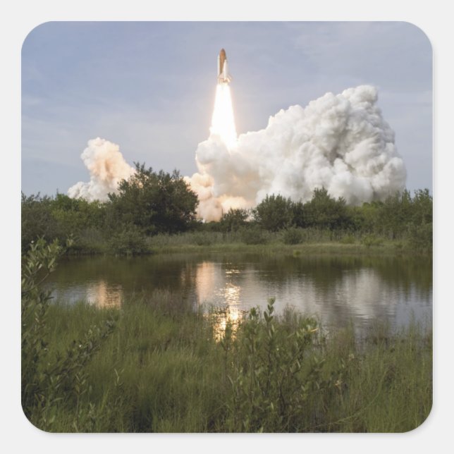 Sticker Carré Space Shuttle Endeavor se lève sur 7 (Devant)