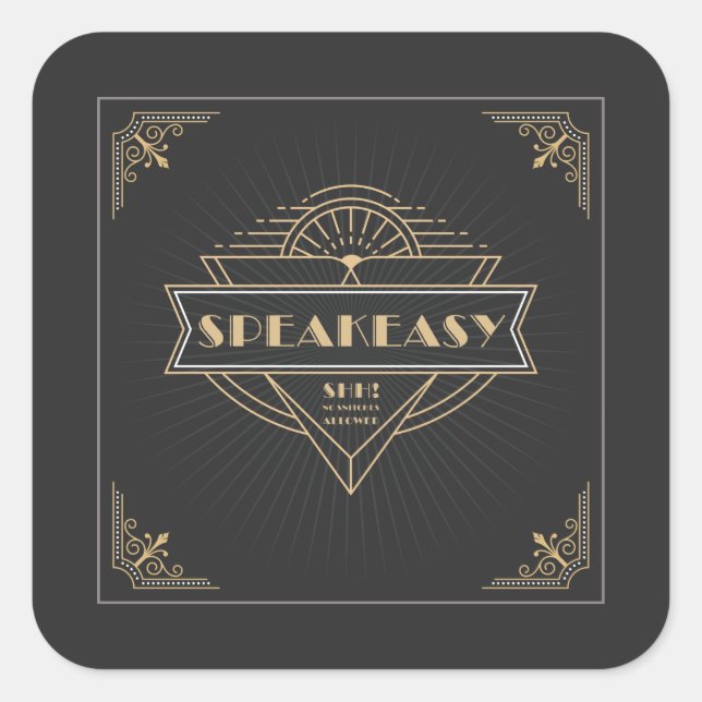 Sticker Carré Speakeasy, Flapper Art Déco Vintage des années 192 (Devant)
