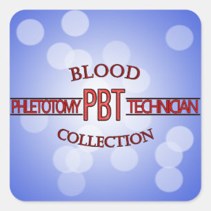 STICKER CARRÉ SPÉCIALISTE PBT PHLEBOTOMY TECH COLLECTION SANGUIN