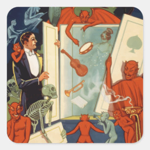 Sticker Carré Spectacle de magie du magicien vintage Carter le G