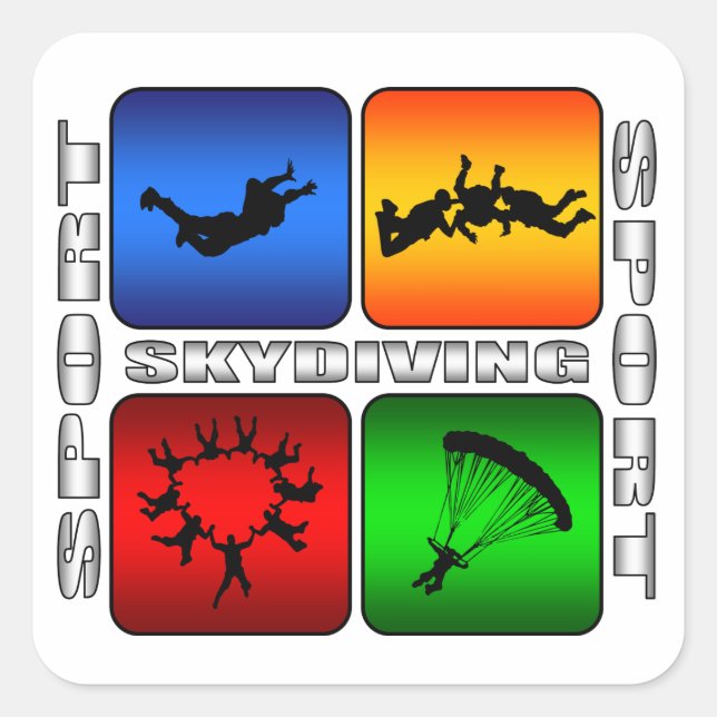 Sticker Carré Spectaculaire Skydiving (Devant)