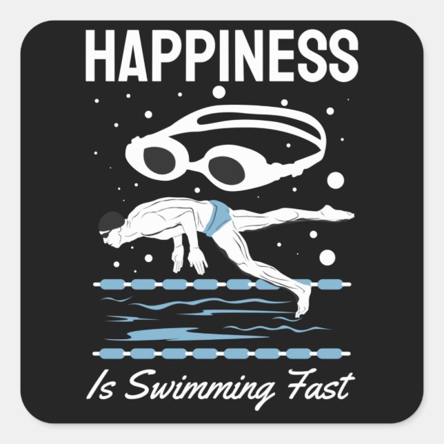 Sticker Carré Speedo Swimmer - Le bonheur est nager Rapide (Devant)