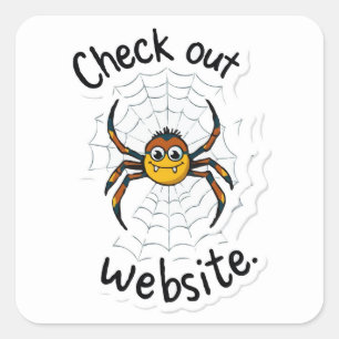 Sticker Carré Spider's Web Design - 'Check out website' Pun