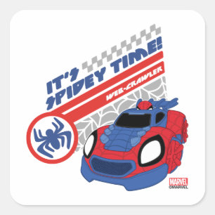 Sticker Carré Spidey Conduisant son Web-Crawler