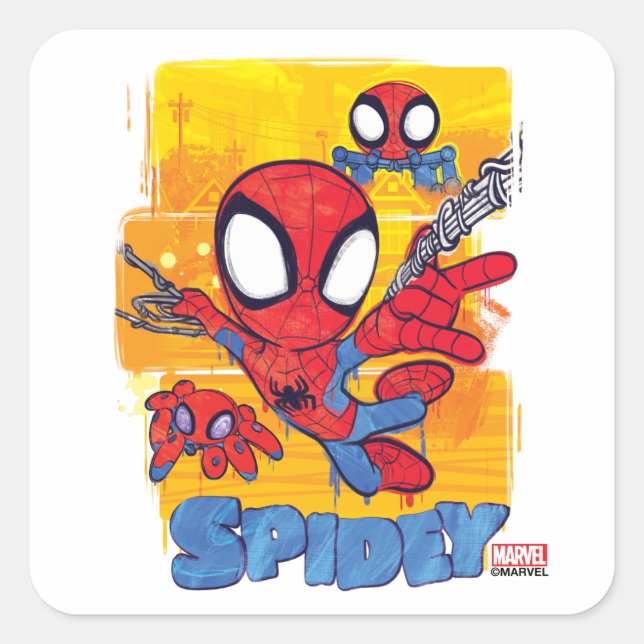 Sticker Carré Spidey et TRACE-E Spidey Swing City Sketch (Devant)