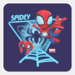 Sticker Carré Spidey et TRACE-E Toiles lumineuses brillent