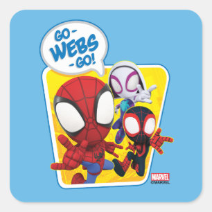 Sticker Carré Spidey Team : Go-Webs-Go !