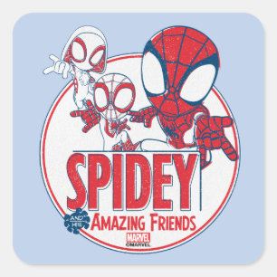Sticker Carré Spidey Team Red & White Circle Badge