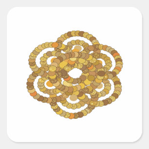 Sticker Carré Spirale dorée de pièces orange accrocheuse