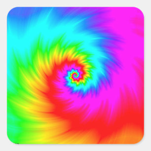 Sticker Carré Spirale numérique arc-en-ciel