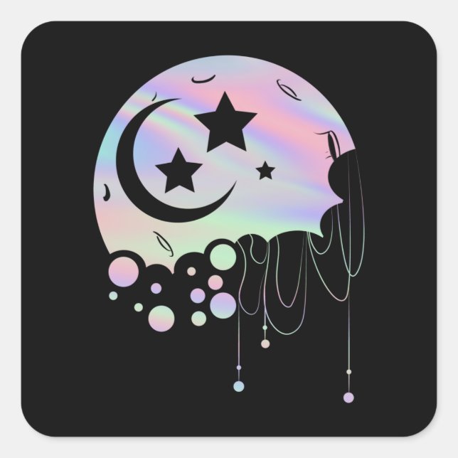 Sticker Carré Spiritual Pastel Goth Kawaii Moon (Devant)