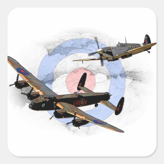 Sticker Carré Spitfire et Lancaster (Devant)