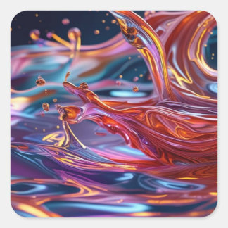 Sticker Carré Splashing Color Liquids